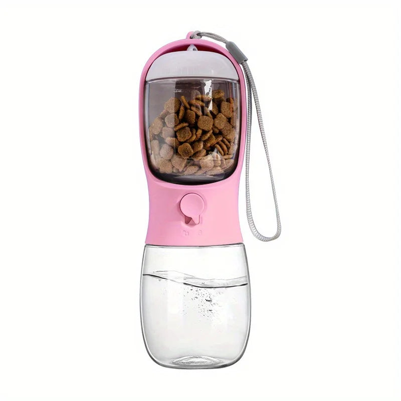 "Portable Pet Water Bottle with Food Container – Leak-Proof."