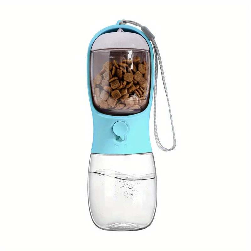 "Portable Pet Water Bottle with Food Container – Leak-Proof."
