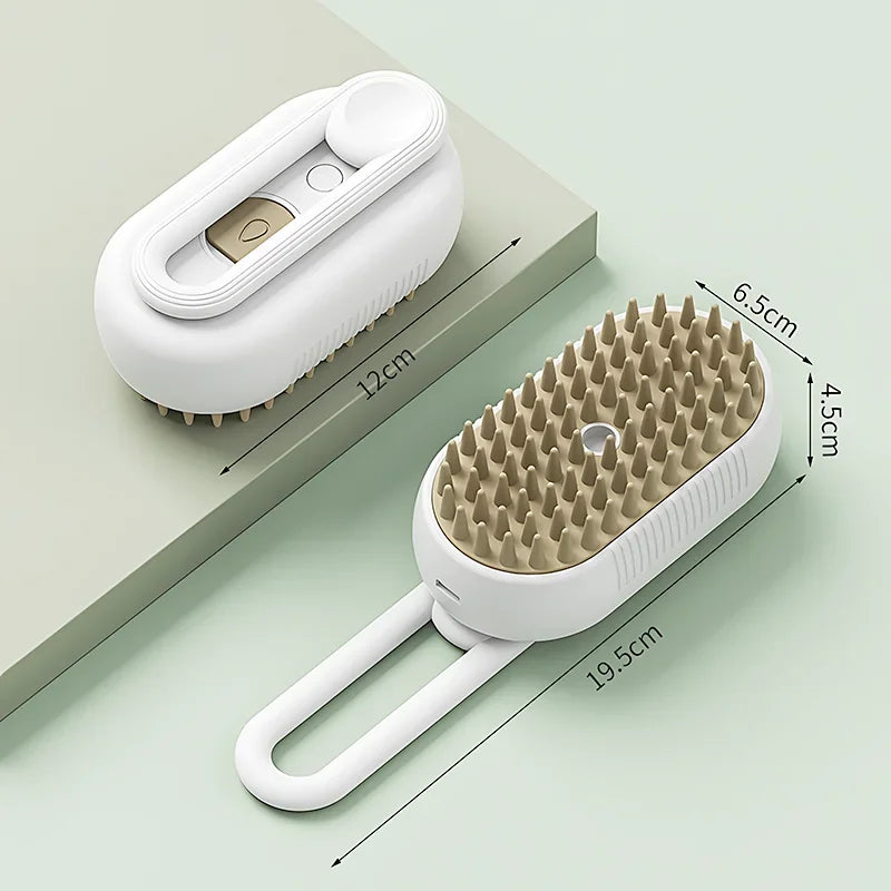 "3-in-1 Pet Steam Grooming Brush – Clean, Massage & Remove Hair."